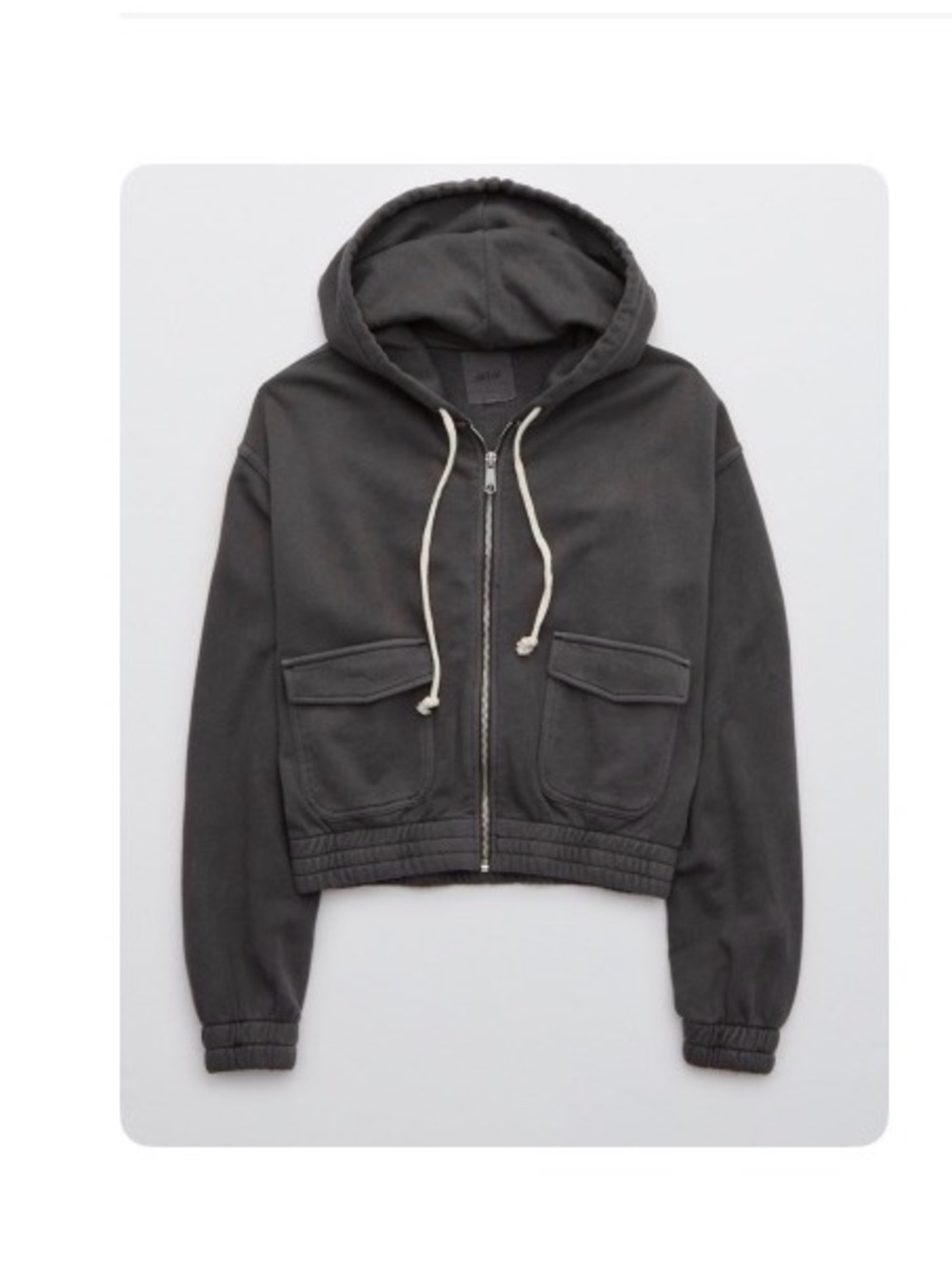 American Eagle Outfitters Charcoal Hooded Bomber Jacket